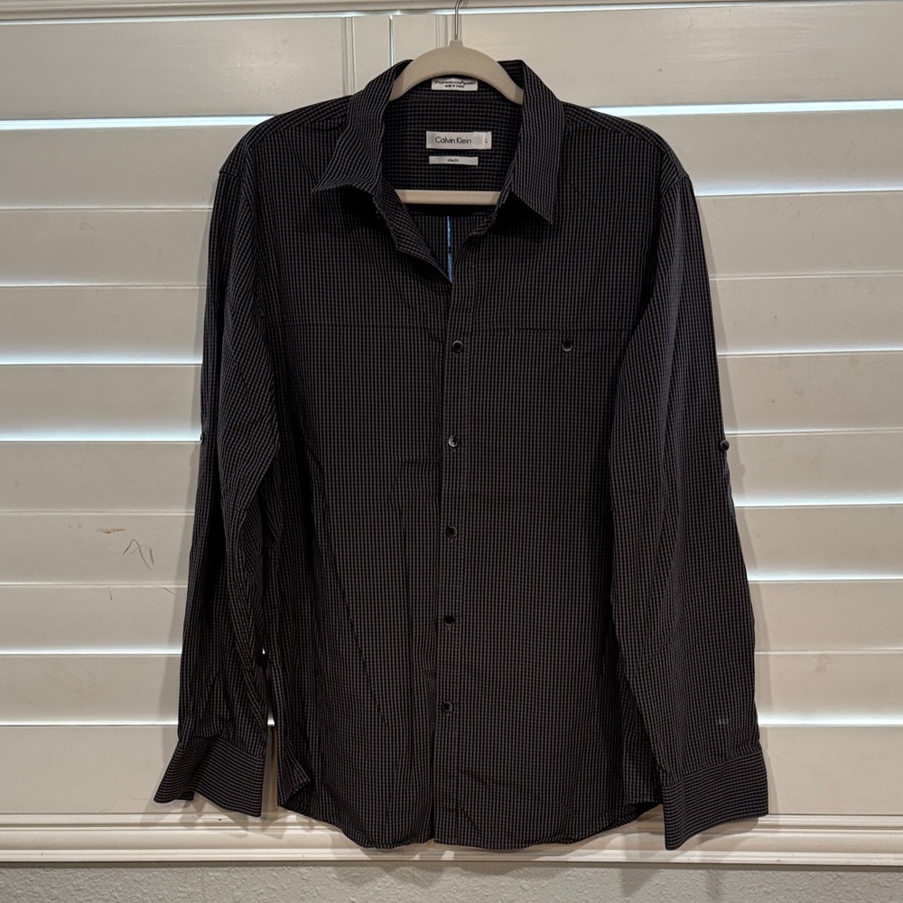 Calvin Klein Men's Dark Gray Button Down Shirt